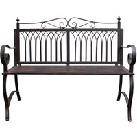 Gartenbank Bank Antik-stil Garten Metall Eisen Braun Gartenmöbel Parkbank 119cm von Aubaho