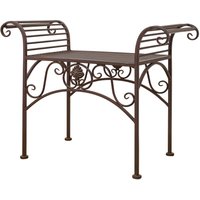 Gartenbank Eisen Metall Antik-stil Garten Bank Gartenmöbel Braun 70cm von Aubaho