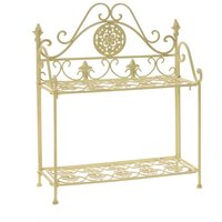 Regal Wandregal Eisen Garten Garderobe Pflanzregal Antik Stil Creme Weiss von Aubaho