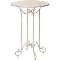Stehtisch 101cm Eisen Gartentisch Bistrotisch Antik Stil Creme Weiss Iron Table von Aubaho