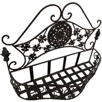 Wandkorb Wandregal Regal Garten Gartenregal Eisen Antik Stil Braun 36cm von Aubaho