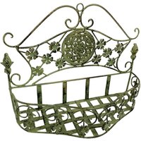 Wandkorb Wandregal Regal Garten Gartenregal Eisen Antik Stil Grün 36cm von Aubaho
