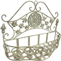 Wandkorb Wandregal Regal Garten Gartenregal Eisen Antik Stil Weiss 36cm von Aubaho