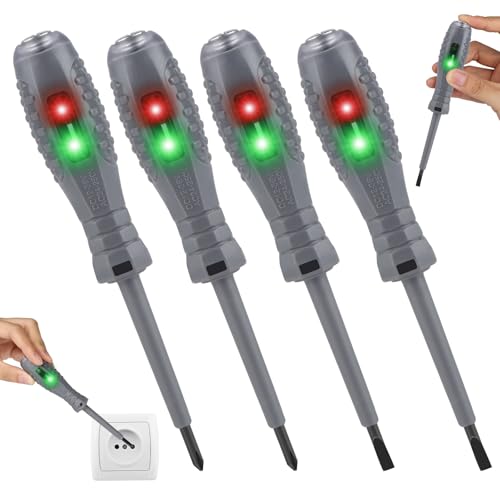 4 Stück 2-in-1 Schraubendreher mit Starkem Drehmoment und Magnet, Spannungsprüfer mit Schraubendreher, Berührungsloser Spannungsprüfer, Stromprüfer Schraubendreher für Schaltungsprüfungen von Aubess