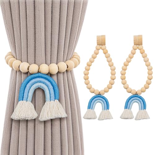 2PCS Magnetic Curtain Tiebacks Boho Decor Wood Bead Curtain Holdbacks Drapery Tie Backs with Tassel Pendant for Bedroom Nursery Farmhouse Boho Decor Dark Blue 2PCS Magnetic Curtain Tiebacks Boho Decor Wood Bead Curtain Holdbacks Drapery Tie Backs with Tassel Pendant for Bedroom Nursery Farmhouse Boho Decor Dark Blue von Aublinto