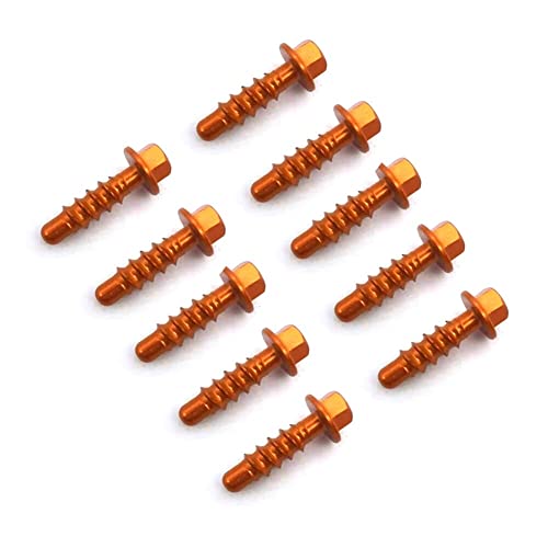 Aublinto 10-Teiliges Off Road Motorradschrauben Aluminium Blechschraubenset Selbstschneidende Schrauben Kompatibel für KTM EXC EXCF SXF 125CC-530CC 2004–2022 von Aublinto