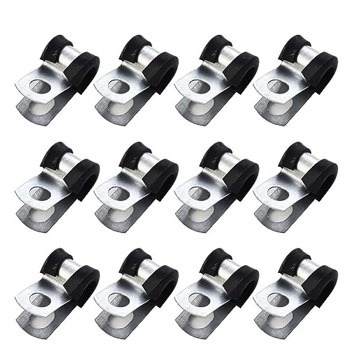 Aublinto 12 Stück Gummierte P Klemmen Bremsleitungs Schellen Gummi Ausgekleidet P Clip Leitungsschelle für 3/16 Zoll Rohrersatz von Aublinto