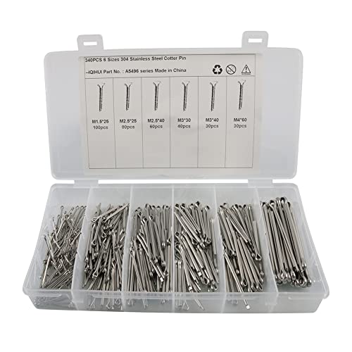 Aublinto 340 Stück Splint Sortiment Kit ,304 Edelstahl Splinte Sicherungssplinte Sicherheitssplinte Sortiment Kit für Automechaniker Autowerkstatt Werkstatt Power Equipment Autos von Aublinto