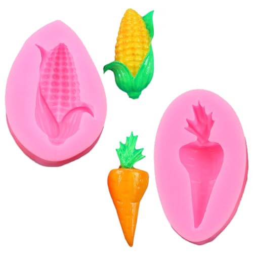 Aublinto Karotte Silikon Form 3D Mais Karotte Silikonform für Fondant Marzipan Tortendeko Ausstecher Seife Dekoration Werkzeug Pudding, Gebäck, Fondant, Seife Selbstgemachte Schokoladen Eiscreme Form von Aublinto