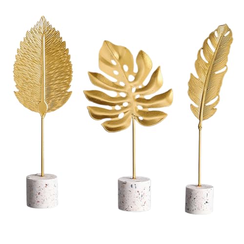 Metall Blätter Sculpture Deko, Ginkgo Blatt Metallskulptur, Kreative Ginkgoblatt Statue Deko , Metall Gold Blätter Deko, Moderne Blattskulptur Handcrafted Kunst Statue Flurtisch und Schreibtisch von Aublinto