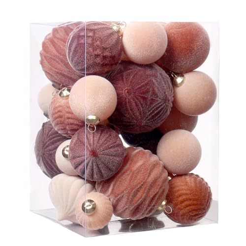 Weihnachtsbaum Kugel Set Flocking Weihnachtsornamente in bunten Farben Perfekt für die Festliche Dekoration Ihres Weihnachtsbaums, Hängende Kugeln für eine stilvolle fröhliche Weihnachtsatmosphäre von Aublinto
