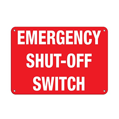 Aubrey Hammond Warnschild aus Aluminium mit Aufschrift "Emergency Shut-Off"-Schalter, Gefahrenetiketten, 30,5 x 20,3 cm, kommerzielle Schilder Aubrey Hammond Warnschild aus Aluminium mit Aufschrift "Emergency Shut-Off"-Schalter, Gefahrenetiketten, 30,5 x 20,3 cm, kommerzielle Schilder von Aubrey Hammond