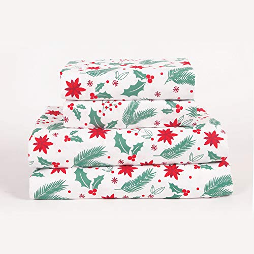 Aubrie Home Accents 4-teiliges Bettwäsche-Set aus Mikrofaser, Weihnachtsmotiv, Mistelzweig, Weihnachtsstern, Tiefe Tasche, Queen-Size-Bett, Grün, Rot, Weiß Aubrie Home Accents 4-teiliges Bettwäsche-Set aus Mikrofaser, Weihnachtsmotiv, Mistelzweig, Weihnachtsstern, Tiefe Tasche, Queen-Size-Bett, Grün, Rot, Weiß von Aubrie Home Accents