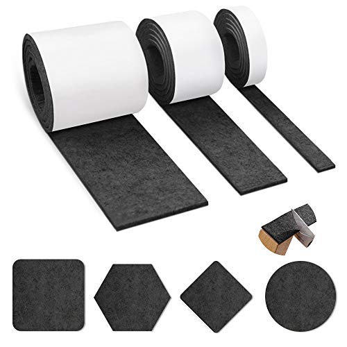 Auckpure Filzgleiter selbstklebend, 3 Rollen, Filzgleiter, schwarzer Filz, 100 cm x 10 cm, 100 cm x 5 cm, 100 cm x 2 cm, Möbelgleiter, Tisch- und Stuhlschutzschicht, Stuhlfilzgleiter Auckpure Filzgleiter selbstklebend, 3 Rollen, Filzgleiter, schwarzer Filz, 100 cm x 10 cm, 100 cm x 5 cm, 100 cm x 2 cm, Möbelgleiter, Tisch- und Stuhlschutzschicht, Stuhlfilzgleiter von Auckpure