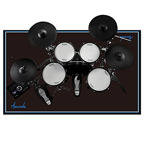 Aucuda Schlagzeugteppich, 120x140cm rutschfest Schalldicht Drum Teppich Matte Innen und Außen, Elektronisches Jazz Schlagzeug Kit für Bass Snare Drum, Indoor Schallschutz Akustik Teppich, Schwarz. von Aucuda