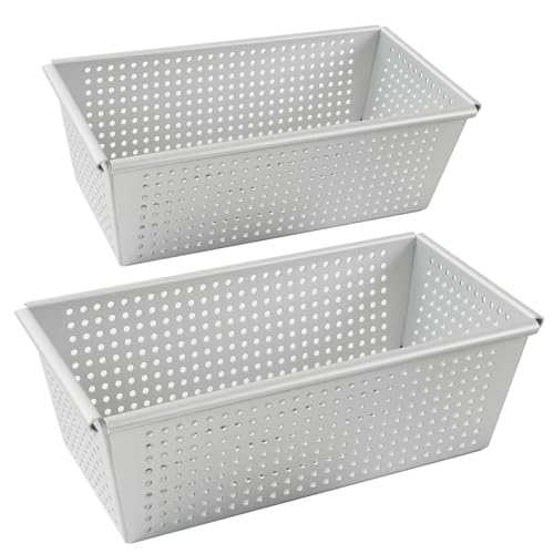 Auddemg Kastenform 2er-Pack (20cm + 25cm), Rechteckig Perforierte Brotbackform – Eloxiertes Aluminium mit Antihaftbeschichtung, Silber von Auddemg