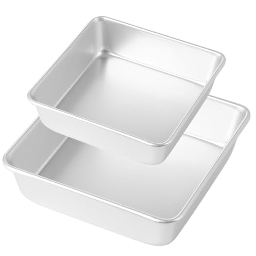 Auddemg Quadratische Auflaufform 2er Set, Eloxiertem Aluminium Kuchenform Backform Eckig, für Lasagne Brownie Kuchen, 16.5cm/6 Zoll und 21,5 cm/8 Zoll, Silber Auddemg Quadratische Auflaufform 2er Set, Eloxiertem Aluminium Kuchenform Backform Eckig, für Lasagne Brownie Kuchen, 16.5cm/6 Zoll und 21,5 cm/8 Zoll, Silber von Auddemg