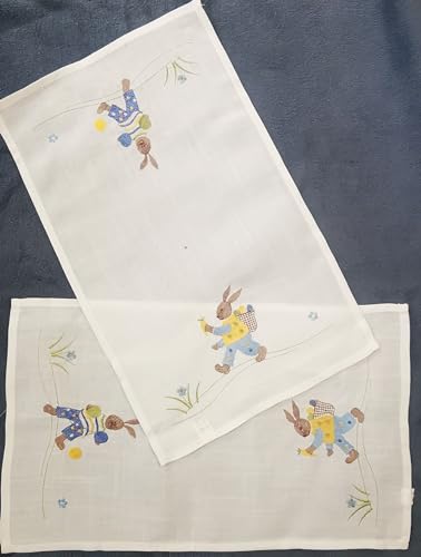 Deckchen Platzdecke 30x45 Bestickt Osterhase 2er Packung von Aude Home