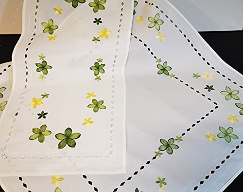 Tischdecke Bestickt 85x85 Blumen gestickt des.X004 von Aude Home