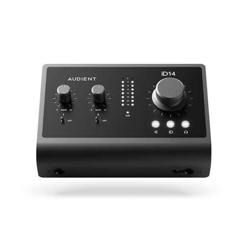 Audient Audiointerface iD14 MKII, 2 Class-A Mikrofonvorverstärkern (High Performance USB-Audiointerface, USB-C Anschluss, Monitor Mix und Monitor Panning Funktion, 2 Kopfhörerausgänge), iD MKII von Audient
