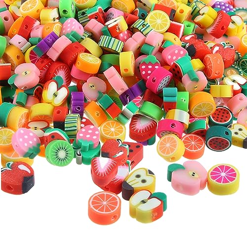 Obst Perlen FüR ArmbäNder Perlen Zum AuffäDeln Kinder Obst Obst Perlen Zum AuffäDeln Weiche Keramik Beads Gemischte Frucht Polymer Tonperlen FüR Kinder, Die Schmuck Herstellen Und Basteln，300 Stück von Audio frequency%