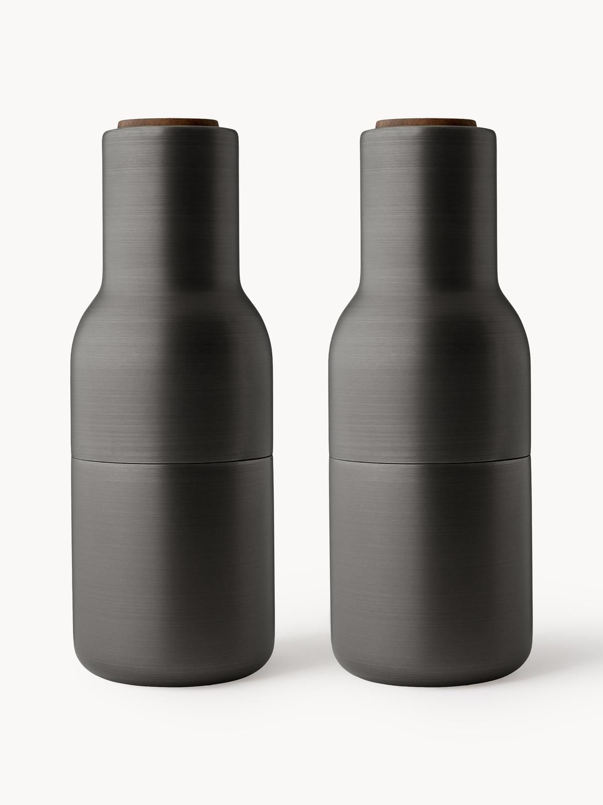 Designer Salz- & Pfeffermühle Bottle Grinder mit Walnussholzdeckel, 2er-Set von Audo Copenhagen