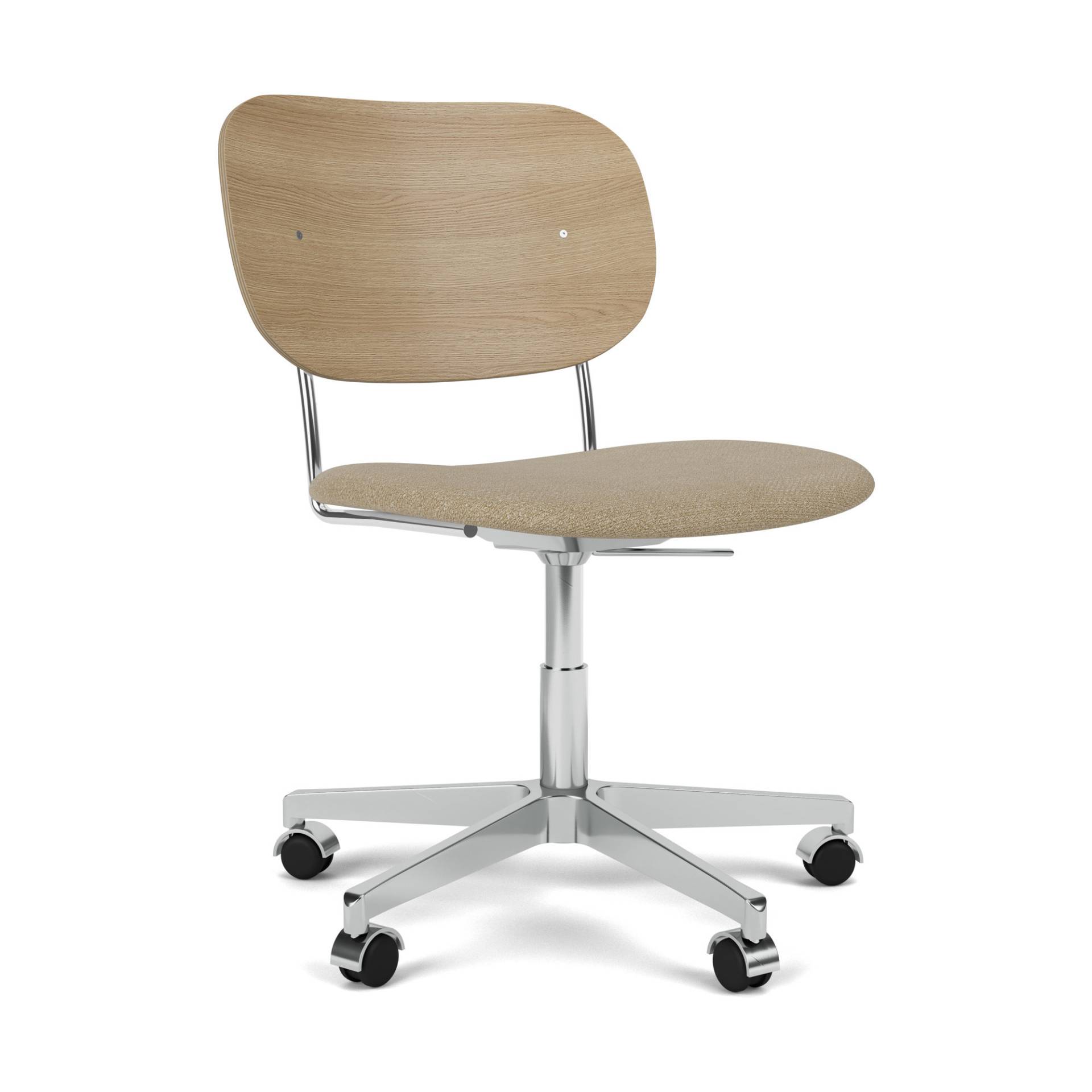 Audo - Co Task Bürostuhl Sitzfläche gepolstert - beige/Stoff Audo Bouclé 02/BxHxT 65,5x79,5x65,5cm/Gestell Aluminium poliert von Audo