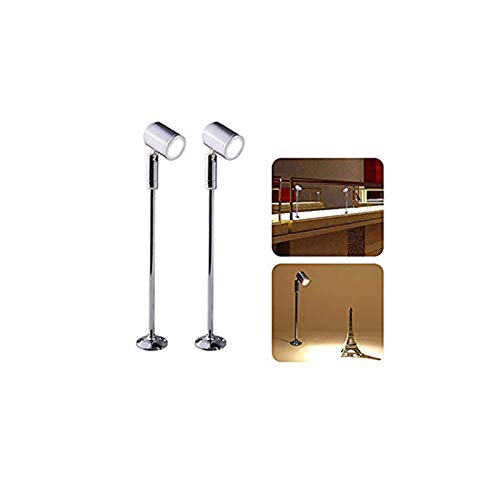 2er 3W Steckbare Vitrinenleuchte Mini Spot Scheinwerfer Vitrine Klein Beleuchtung LED Mini Spotlight Lampe 21cm Warmweiß LED on Top mit Dreh und Schwenkbaren Spot Stehleuchte für Displaybeleuchtung von Audor