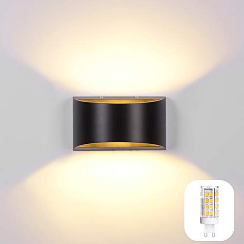 Audor LED Wandleuchte Innen Modern Up Down Wandlampe Mit Einer Ersetzbaren G9 LED Birne, 7W Innenleuchte Aluminium LED Wandbeleuchtung Innen für Wohnzimmer Schlafzimmer Flur Treppen Warmweiß von Audor