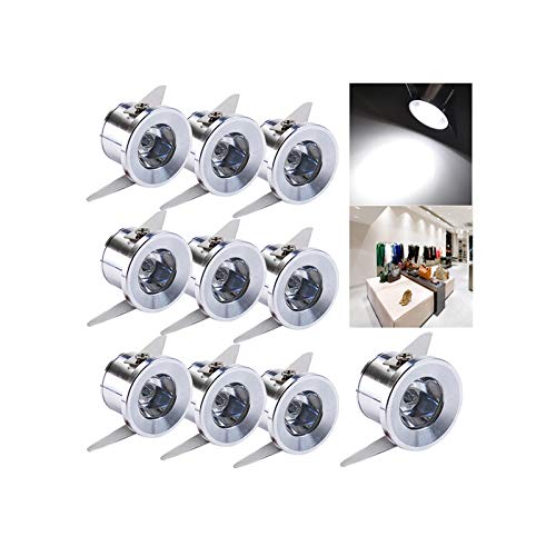 Audor Einbaustrahler LED 10er Set, 1W LED Deckenstrahler Schwenkbar COB Deckenspots Einbauleuchte Aluminium Spots LED Set Kaltweiss für Weinschrank/Schrank/Küche/Wohnzimmer-Weiß [Energieklasse A+++] von Audor