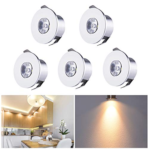 LED Einbaustrahler 5er Set, 1W LED Deckenstrahler Schwenkbar COB Deckenspots Einbauleuchte Aluminium Spots LED Set Warmweiß für Weinschrank/Schrank/Küche/Wohnzimmer [Energieklasse A+++] von Audor