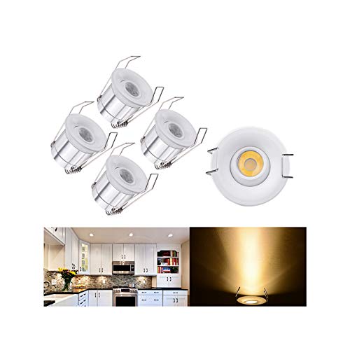 LED Einbaustrahler Set, 5x 1W LED Deckenstrahler Schwenkbar COB Deckenspots Einbauleuchte Aluminium Spots LED Set Warmweiß für Weinschrank/Schrank/Küche/Wohnzimmer [Energieklasse A+++] von Audor