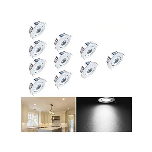 LED Einbaustrahler Set 10er, 1W LED Deckenstrahler Schwenkbar COB Deckenspots Einbauleuchte Aluminium Spots LED Set Kaltweiss für Weinschrank/Schrank/Küche/Wohnzimmer [Energieklasse A+++] von Audor