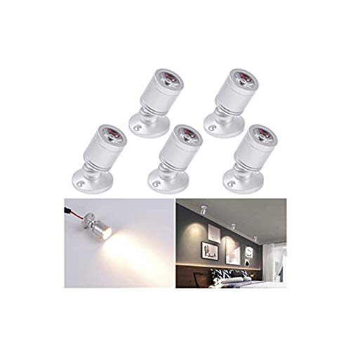 LED Einbaustrahler Set Minispot 5er, 3W LED Deckenstrahler Schwenkbar Deckenspots Mini Einbauleuchte 360 ° drehen Aluminium Displayleuchte Warmweiß für Weinschrank/Schrank/Küche/Wohnzimmer -Silber von Audor