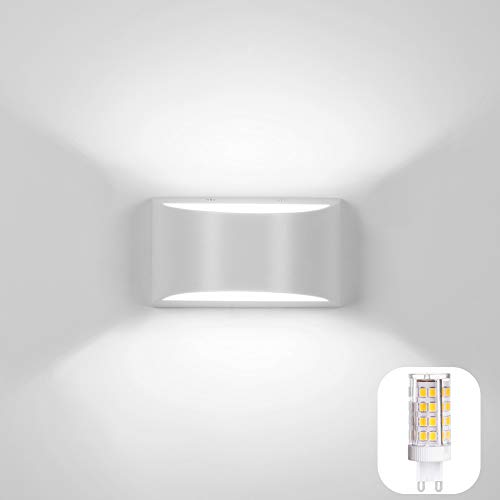 Audor LED Wandleuchte Innen Modern Up Down Wandlampe Mit Einer Ersetzbaren G9 LED Birne, 7W Innenleuchte Aluminium LED Wandbeleuchtung Innen für Wohnzimmer Schlafzimmer Flur Treppen Kaltweiss von Audor