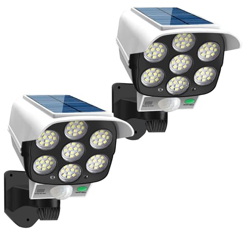 Solarlampen für Außen mit Bewegungsmelder Aussen Batterie 2 Stück, IP65 Wasserdicht Außenlampe mit Fernbedienung 3 Modi LED Strahler 77 LED Solarleuchten 180° Solar Wandleuchte für Garten von Audor