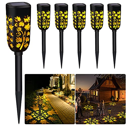 Solarlampen für Außen Garten 6 Stück, Solarleuchten Garten Warmweiß Solar Gartenleuchte Deko Garten Balkon, IP65 Wasserdicht Solarleuchten für Außen Ahornblatt Wegeleuchten Dekorative Licht von Audor