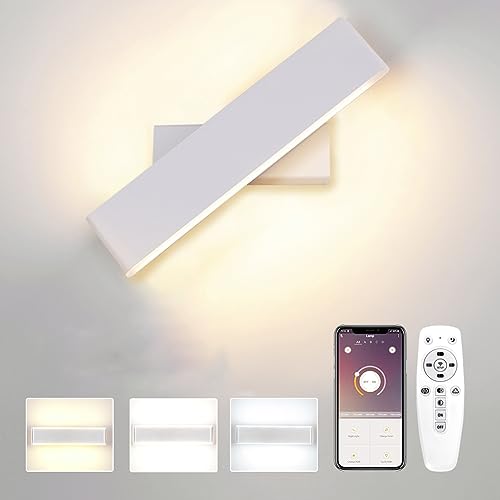 Wandleuchte Innen mit Fernbedienung & Bluetooth APP, 24W Smart Wandlampe Dimmbar 2700K-6500K CCT Einstellbar und Helligkeit Modern Up Down Wandbeleuchtung mit Nachtlicht Modus für Wohnzimmer von Audor