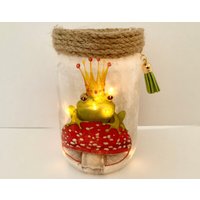 Frosch Nachtlicht, Decoupage Upcycling Glas, Kinderzimmer Dekoration, Kind Schlafzimmer Dekor, Geschenke, Firefly Licht, Kindersicherheit Licht von AudreyBerryArt