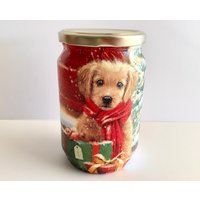 Welpen Hund Aufbewahrungsglas, Weihnachten Hunde Leckerbissen Glas, Hundedekoration, Leckereien Geschenk, Weihnachtsgeschenk Für Hunde von AudreyBerryArt