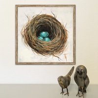 Wandkunst | Rotkehlchen Nest Poster Wohnkultur Wandbehang Geschenk Vogel-Nest von AudreyMartinArt