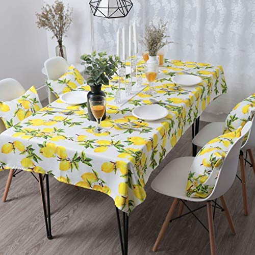 AueDsa Tischdecken Rechteckig,Zitrone mit Blättern Tischdecken Polyester Gelb Grün Tischdecke 135x200CM von AueDsa