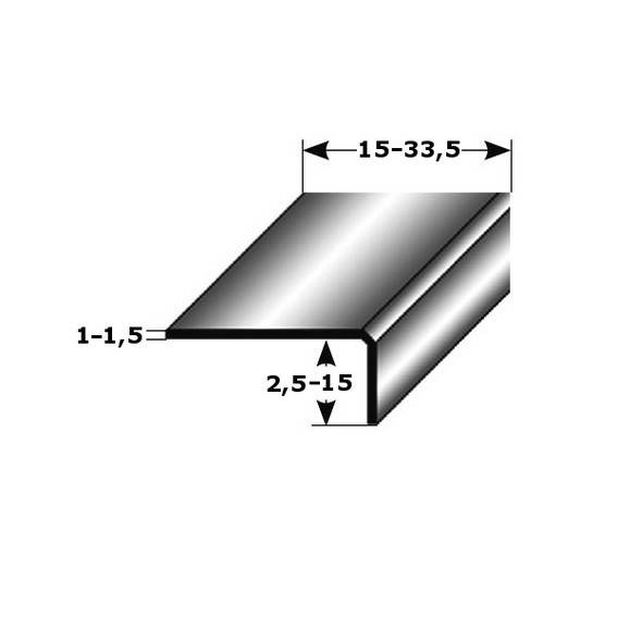 Auer Bau- & Montageprofile Campilla Höhe 2.5 - 15 mm Breite 15 - 34 mm 2700 mm Edelstahl von Auer Metallprofile