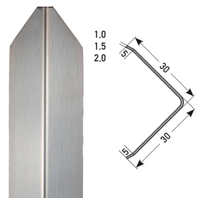 Auer Bau- & Montageprofile Restinga 30 x 30 mm Eckschutzwinkel Einfach Gekantet Edelstahl von Auer Metallprofile