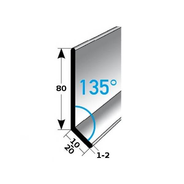 Auer Sockelleiste Metall H 80 mm Winkel 135° Sockelleiste Aluminium Wasserfest Modern von Auer Metallprofile