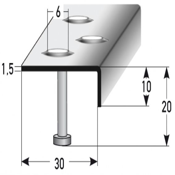 Auer Treppenkanten- & Winkelprofile Busca Rutschhemmend R12 DIN 51130 10 x 30 mm Edelstahl von Auer Metallprofile