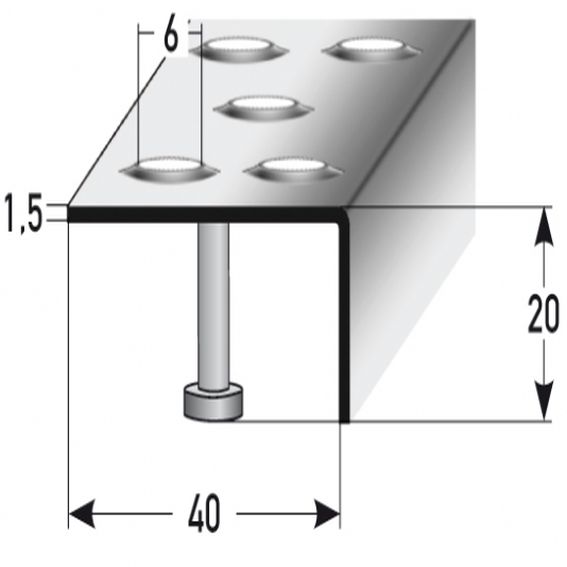 Auer Treppenkanten- & Winkelprofile Falerna Rutschhemmend R12 DIN 51130 20 x 40 mm Edelstahl von Auer Metallprofile