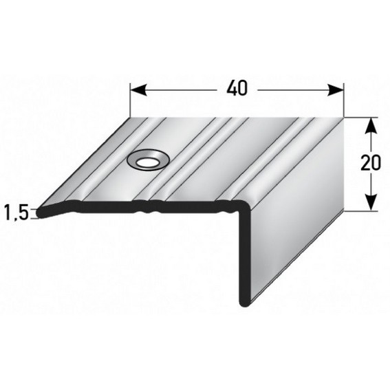 Auer Treppenkanten- & Winkelprofile Lentini Rutschhemmend R10 DIN 51130 20 x 40 mm Edelstahl von Auer Metallprofile
