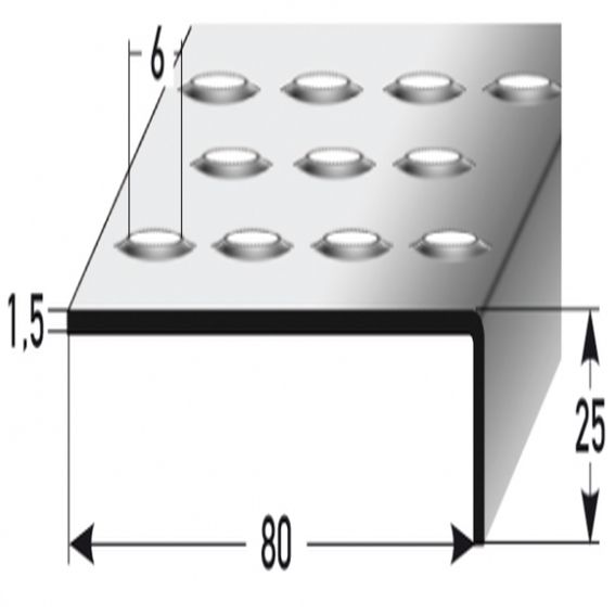 Auer Treppenkanten- & Winkelprofile Plati Rutschhemmend R12 DIN 51130 25 x 80 mm Edelstahl von Auer Metallprofile