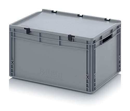 Eurobehälter-Eurobox 60 x 40 x 33,5 cm mit offenen Griffen und Scharnierdeckel inkl. gratis Zollstock von Auer Packaging